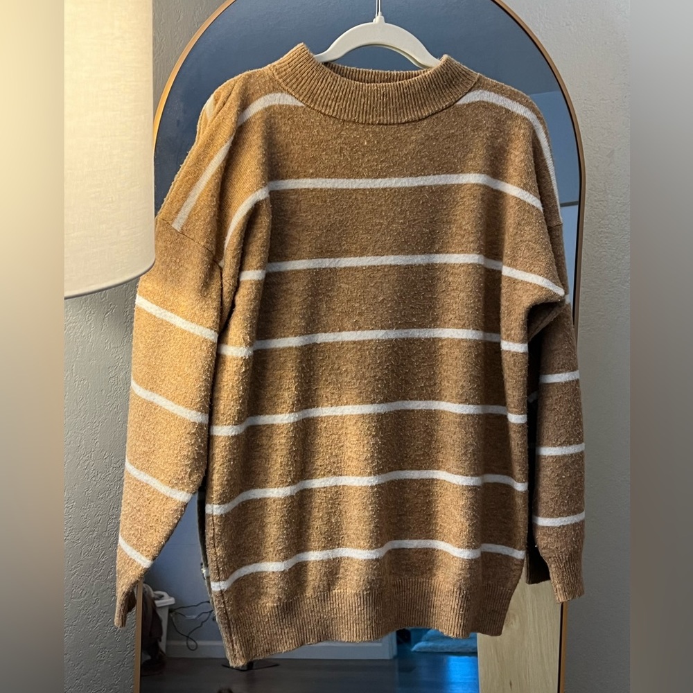 Target A New Day Brown & White Striped Sweater Size Small